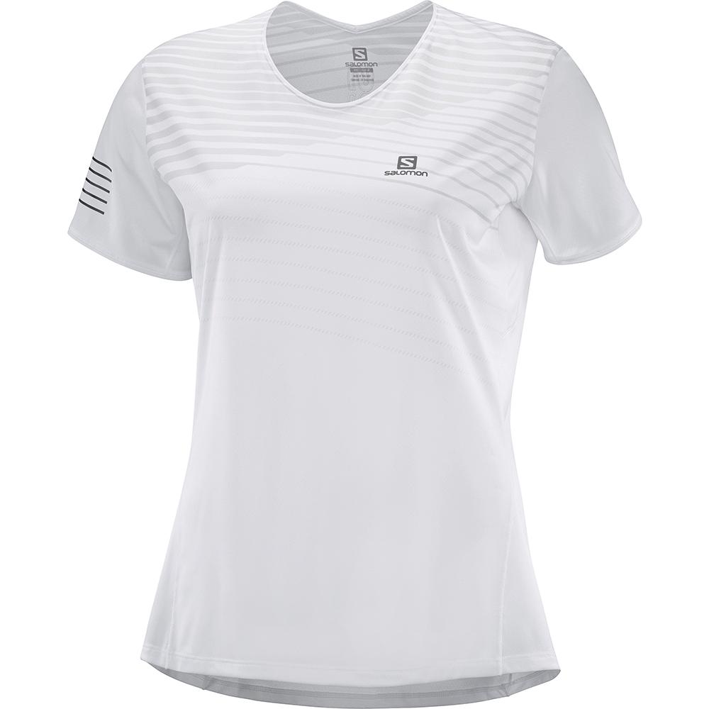 Salomon Singapore Womens T-shirts - SENSE W White | 04618-EHXM